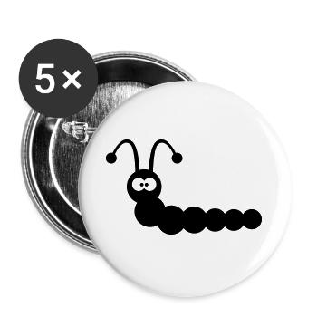 Lustiger Wurm - Buttons groß 56 mm (5er Pack) - Weiß - Vorne