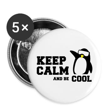 penguin keep calm - Buttons large 2.2''/56 mm (5-pack) - white - Front