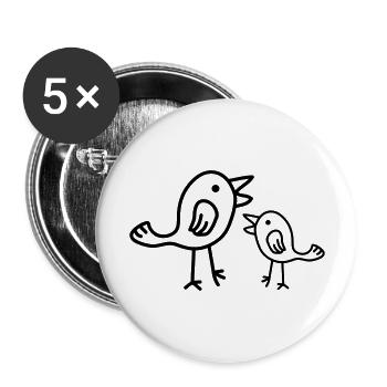 Birds - Buttons groß 56 mm (5er Pack) - Weiß - Vorne