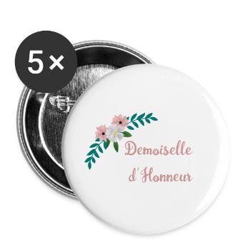 Brautjungfer - Bukolische Sammlung - Buttons groß 56 mm (5er Pack) - Weiß - Vorne