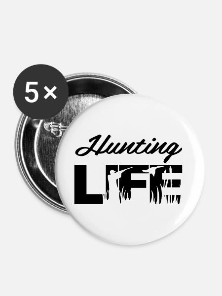 Hunting Life - Buttons groß 56 mm (5er Pack) - Weiß