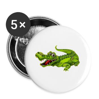 Crocodile drôle - Lot de 5 grands badges (56 mm) - blanc - Devant