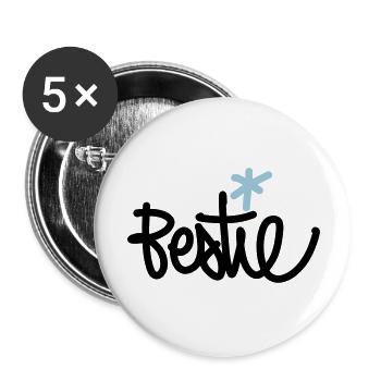 Bestie - Beste Freundin - Buttons groß 56 mm (5er Pack) - Weiß - Vorne