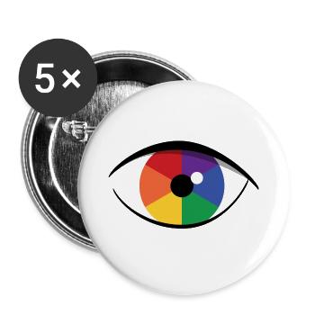 œil - Lot de 5 grands badges (56 mm) - blanc - Devant