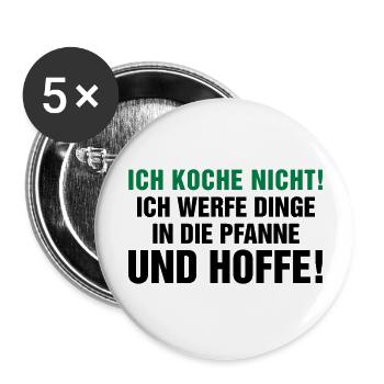kochen Küche braten grillen Pfanne Topf Kitchen - Buttons groß 56 mm (5er Pack) - Weiß - Vorne