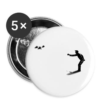 petanque - Lot de 5 grands badges (56 mm) - blanc - Devant