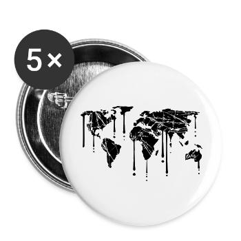 graffiti drops scratch earth globe map cracks p - Buttons large 2.2''/56 mm (5-pack) - white - Front