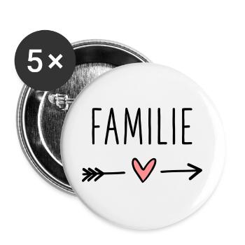 Familie Herz Pfeil Liebe Amor Zusammenhalt - Buttons groß 56 mm (5er Pack) - Weiß - Vorne