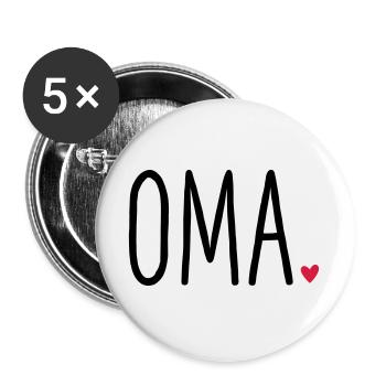 Oma Herz - Geschenk Muttertag Enkel Liebe - Buttons groß 56 mm (5er Pack) - Weiß - Vorne
