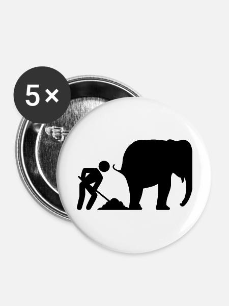 Elephant shit - Buttons groß 56 mm (5er Pack) - Weiß