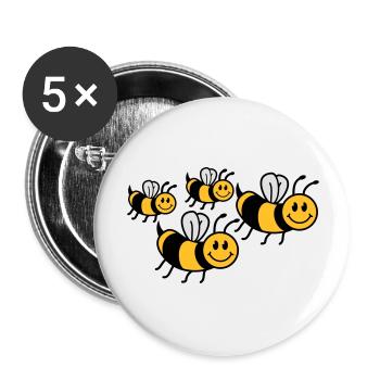 Jolie petite famille d'abeilles - Lot de 5 grands badges (56 mm) - blanc - Devant