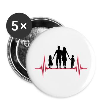 fréquence famille pouls pouls jour de pères 2 enfants - Lot de 5 grands badges (56 mm) - blanc - Devant