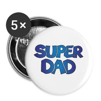 Super Dad Papa Vater Geschenk Geburtstag - Buttons groß 56 mm (5er Pack) - Weiß - Vorne