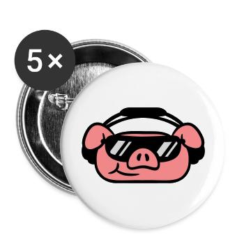 Party Schwein Cool Sonnenbrille - Buttons groß 56 mm (5er Pack) - Weiß - Vorne