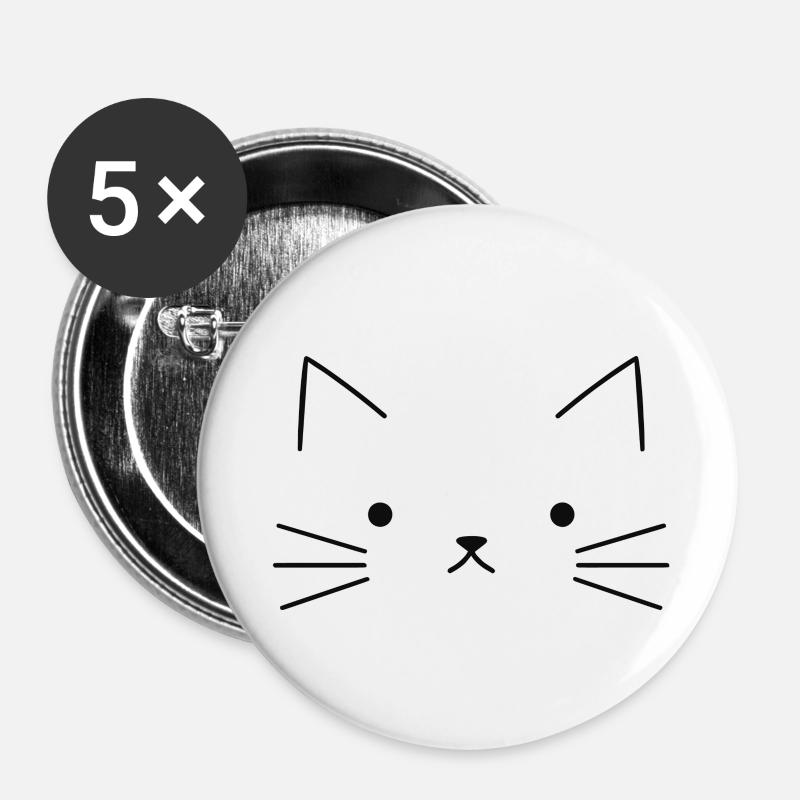 Cat Design - Buttons large 2.2''/56 mm (5-pack) - white
