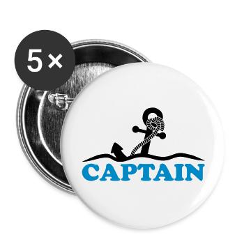 Ancre sous l'eau vagues capitaine conception - Lot de 5 grands badges (56 mm) - blanc - Devant