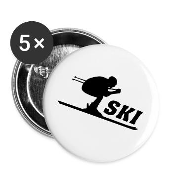 Ski, ski, skiing, après ski, freeski, winter - Buttons large 2.2''/56 mm (5-pack) - white - Front