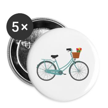 Idée de cadeau de vélo de vélo de route de vélo de montagne de dames - Lot de 5 grands badges (56 mm) - blanc - Devant
