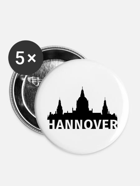 Hannover - Buttons groß 56 mm (5er Pack) - Weiß