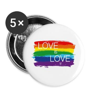 Love is Love - Buttons groß 56 mm (5er Pack) - Weiß - Vorne