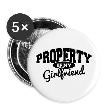 PROPERTY OF MY GIRLFRIEND - Lot de 5 grands badges (56 mm) - blanc - Devant