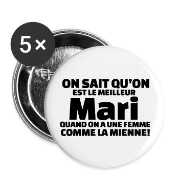 On sait qu'on est la meilleure mari - Lot de 5 grands badges (56 mm) - blanc - Devant