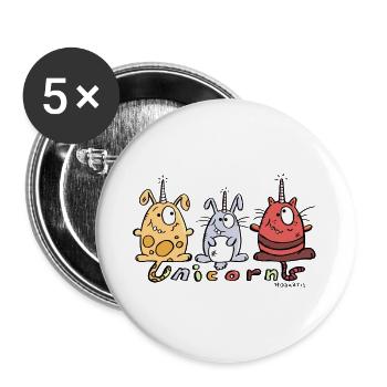 Three Funny Unicorns - Buttons large 2.2''/56 mm (5-pack) - white - Front