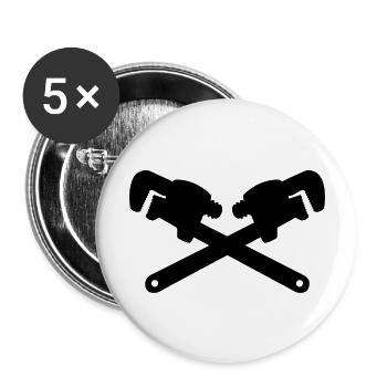 clé à molette outil mécanicien plombier - Lot de 5 grands badges (56 mm) - blanc - Devant