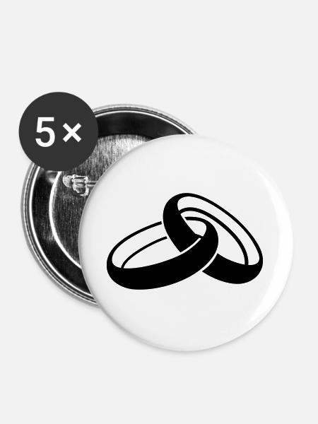 Hochzeit - Buttons groß 56 mm (5er Pack) - Weiß