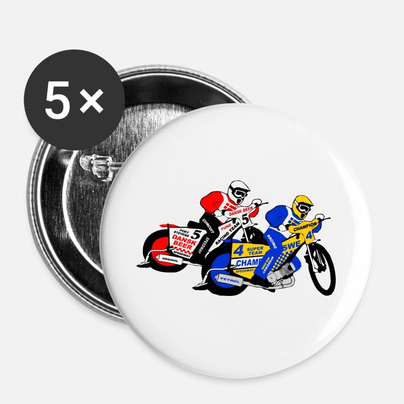 Speedway Racing - Buttons large 2.2''/56 mm (5-pack) - white