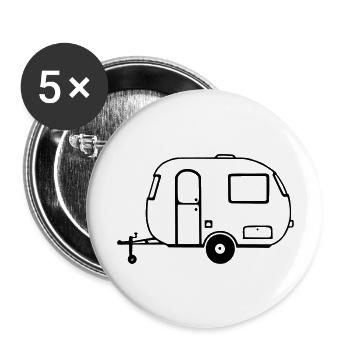 Wohnwagen - Buttons groß 56 mm (5er Pack) - Weiß - Vorne