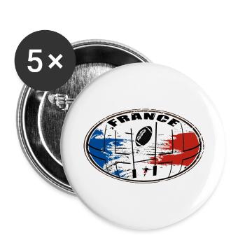 france sport rugby 02 - Lot de 5 grands badges (56 mm) - blanc - Devant