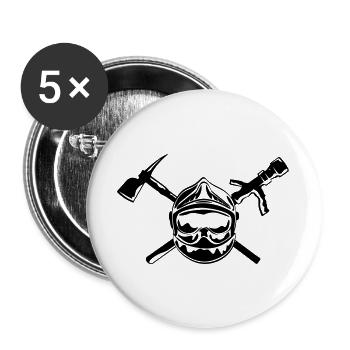 casque_pompier_hache et lance - Lot de 5 grands badges (56 mm) - blanc - Devant