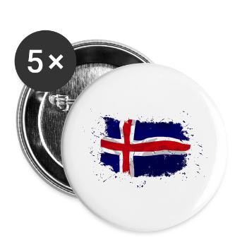 Iceland Flag - Vintage Look - Buttons groß 56 mm (5er Pack) - Weiß - Vorne
