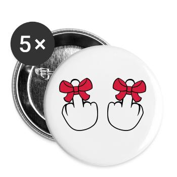 2 hands wanker middle finger show insulting fi - Buttons large 2.2''/56 mm (5-pack) - white - Front