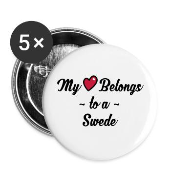 swede my heart belongs to - Buttons large 2.2''/56 mm (5-pack) - white - Front