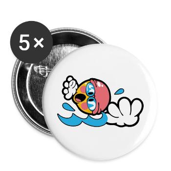 Smiley Swimming - Buttons groß 56 mm (5er Pack) - Weiß - Vorne