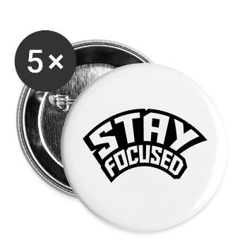 Stay focused bent cool symbol design logo logo - Buttons large 2.2''/56 mm (5-pack) - white - Front