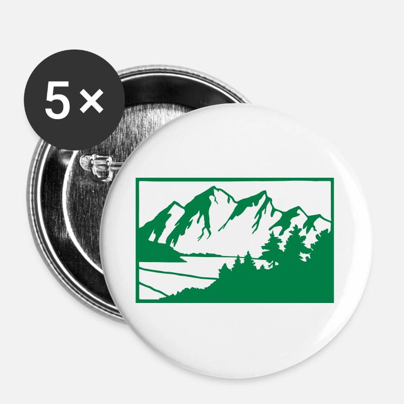 Berge - Buttons groß 56 mm (5er Pack) - Weiß