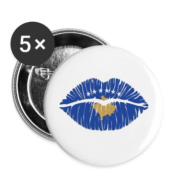 Kuss Kosovo - Buttons groß 56 mm (5er Pack) - Weiß - Vorne