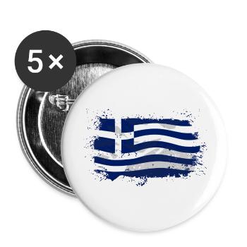 Greece Flag - Buttons groß 56 mm (5er Pack) - Weiß - Vorne