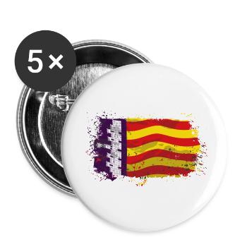 Mallorca Flag - Buttons groß 56 mm (5er Pack) - Weiß - Vorne