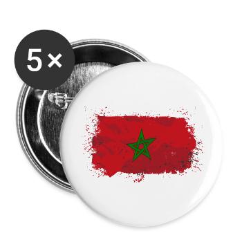 Morocco Flag - Buttons groß 56 mm (5er Pack) - Weiß - Vorne