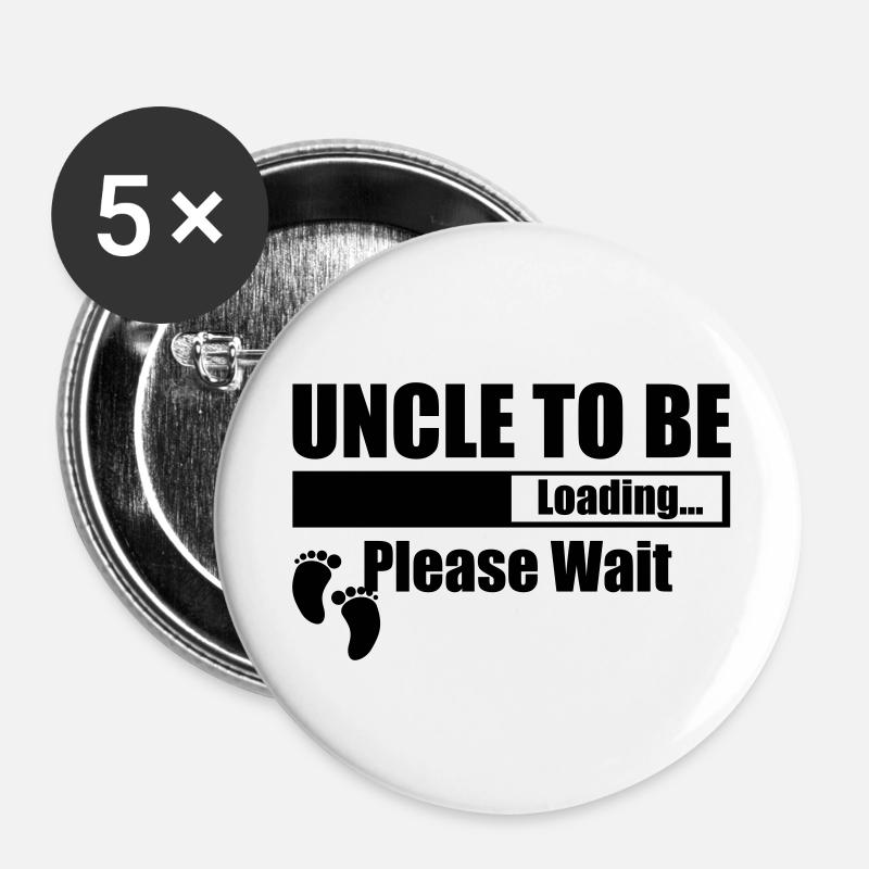 Uncle To Be Loading Please Wait - Buttons large 2.2''/56 mm (5-pack) - white