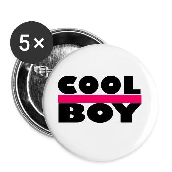 Cool - Cool Boy - Coole Junge - Buttons groß 56 mm (5er Pack) - Weiß - Vorne