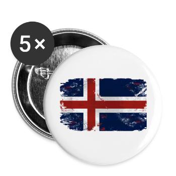 Iceland Flag - Buttons groß 56 mm (5er Pack) - Weiß - Vorne