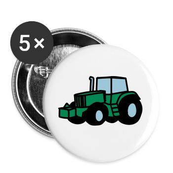 Traktor - Buttons groß 56 mm (5er Pack) - Weiß - Vorne