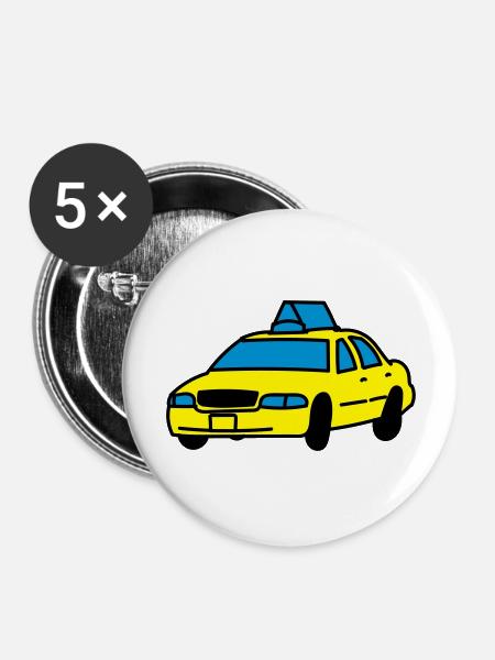 Taxi - Buttons groß 56 mm (5er Pack) - Weiß