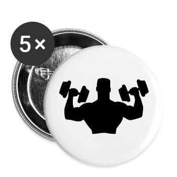 Muscle Man Training - Lot de 5 grands badges (56 mm) - blanc - Devant