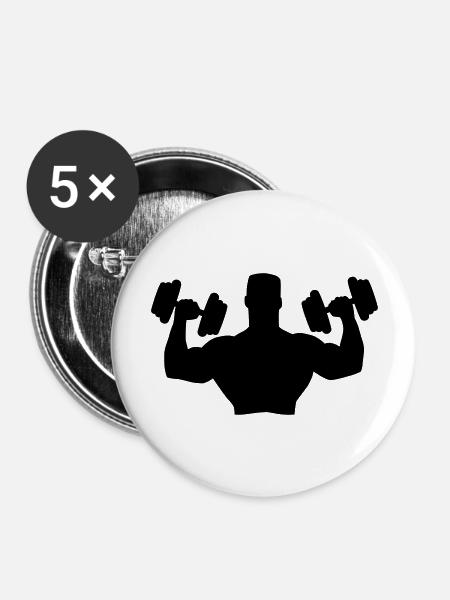 Muscle Man Training - Buttons groß 56 mm (5er Pack) - Weiß